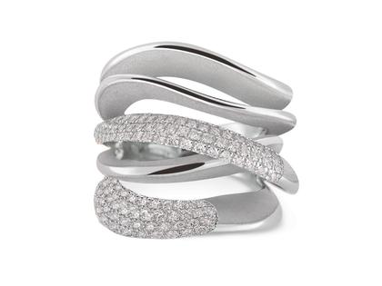 Cammilli Firenze Firenze Galaxy Ring White Ice 5reihig mit Brillanten 0,85ct – Ringe Ring mit Besatz aus 750 Weißgold.