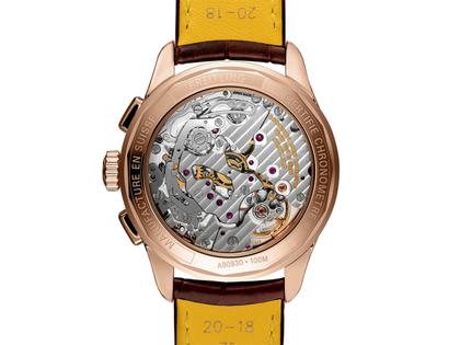 Breitling Premier B09 Chronograph 40 Automatik Rotgold silbernes Zifferblatt braunes Lederband – Herrenuhren Chronograph aus 750 Rotgold. Das Gehäuse ist rund und roségold. Das Lederarmband Kroko / Alligator ist braun. Das Zifferblatt ist arabisch Index und silber. – Ansicht 2