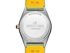 Breitling Chronomat Automatic 36 South Sea Edelstahl grünes Zifferblatt mit Brillanten und bunten Saphiren grünes Lederband – Damenuhren Uhr mit Datum aus 750 Rotgold, Edelstahl und Leder. Das Gehäuse ist rund und silber. Das Lederarmband Kroko / Alligator ist grün. Das Zifferblatt ist ein Index in grün. – Ansicht 2