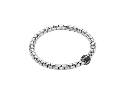 Fope Eka Flex'It Men   Armband  mittel Weißgold M mit schwarzen Brillanten 0,490ct – Armschmuck Armband aus 750 Weißgold und und rhodiniert.