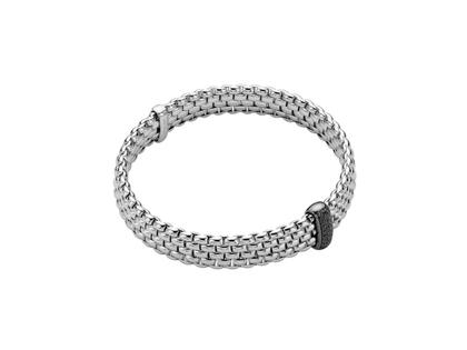 Fope Panorama Flex'It Men Armband breit Weißgold M mit schwarzen Brillanten 0,170ct flexibel – Armschmuck Armband aus 750 Weißgold und und rhodiniert.