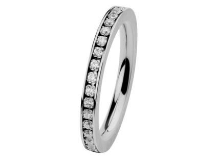 Ernstes Design R265WH Damenring mit Zirkonia – Ringe Trauring mit Besatz aus Edelstahl.