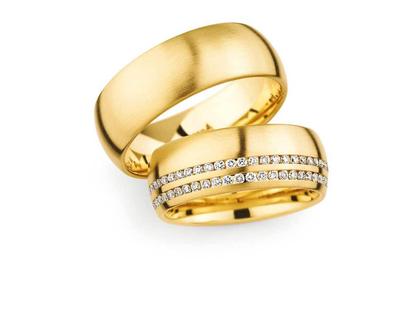 Christian Bauer Trauring Paar Nr.  34 Gelbgold – Ringe Trauring mit Besatz aus 750 Gelbgold.