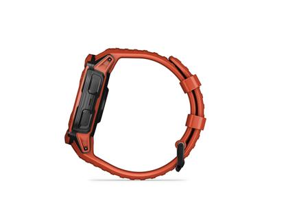 Garmin Instinct 2X Solar faserverstärktes Polymer rot 50 mm Kautschukband rot – Damenuhren Uhr Multifunktion aus Kautschuk und Kunststoff. Das Gehäuse ist rund und rot. Das Kautschuk / Kunststoff / Silikon Armband ist rot. Das Zifferblatt ist digital und schwarz. – Ansicht 3