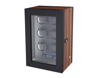 Paul Design Gentlemen  6 Uhrenbeweger Holz Makassar Hochglanz – Uhrenbeweger Uhrenbeweger für mehrere Uhren in schwarz und aus Holz, Kunststoff und Metall.