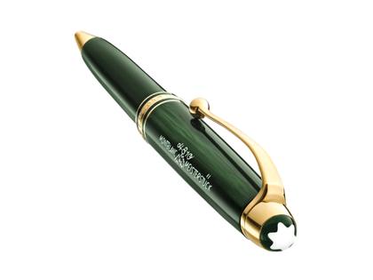 Montblanc The Origin Collection Classique Kugelschreiber dunkelgrünes Edelharz vergoldet – Schreibgeräte Kugelschreiber in grün und aus Edelharz und vergoldet. – Ansicht 3