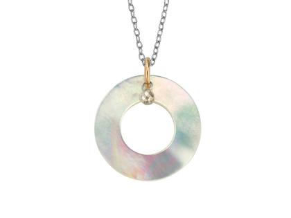 Gellner Sonderedition Collier "Roller Light Edition" Silber 45cm Kreis aus weißem Perlmutt mit Briolett 0,230ct – Halsschmuck Collier aus 750 Rotgold, 925 Silber und und . – Ansicht 2