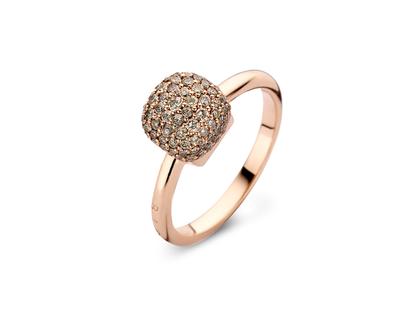 Bigli Mini Sweety "Brown Diamonds" Ring Roségold Gr. S mit braunen Brillanten 0,670ct – Ringe Ring mit Besatz aus 750 Rotgold.