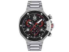 Tissot T-Race MotoGP                2022 Chronograph Limited Edition  Quarz – Herrenuhren Chronograph aus Edelstahl und PVD beschichtet. Das Gehäuse ist rund und silber. Das Edelstahlarmband ist silber. Das Zifferblatt ist arabisch Index und schwarz.