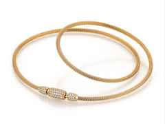 Jörg Heinz Flex Strickkette Gelbgold 3mm mit Brillanten 0,420ct flexibel – Halsschmuck Halsreif in gelbgold und aus 750 Gelbgold. – Ansicht 2