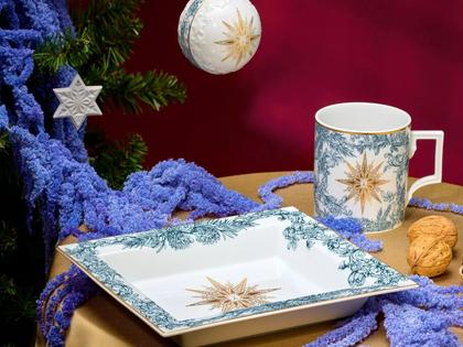 Meissen Vide-Poche Collection "Meissen Christmas Star" blau groß – Porzellanwaren Porzellandekoration in weiß und aus Porzellan und vergoldet. – Ansicht 5