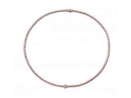 Chimento Stretch Spring Collier Rotgold und Weißgold 42cm mit Brillanten 0,230ct – Halsschmuck Collier in rotgold und aus 750 Rotgold und 750 Weißgold.
