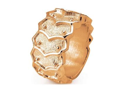 Drachenfels Design Sternenglanz und Schattentanz Ring Rüstung Bandring rotgoldplattiert – Ringe Ring aus 925 Silber.