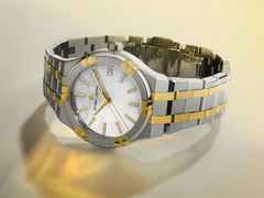Maurice Lacroix Aikon Quartz Duotone Edelstahl 35mm weißes Zifferblatt zweifarbiges Metallband – Damenuhren Uhr mit Datum aus Edelstahl, PVD beschichtet und vergoldet. Das Gehäuse ist rund und silber-roségold. Das vergoldetes Edelstahlarmband ist silber-gelbgold. Das Zifferblatt ist ein Index in weiß. – Ansicht 3