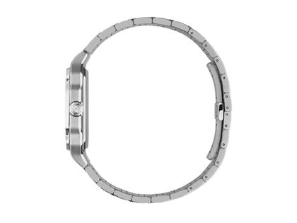 Gucci G-Flat Automatik Edelstahl 36mm grünes Zifferblatt Metallband YA166404 – Herrenuhren Uhr mit Datum aus Edelstahl. Das Gehäuse ist rechteckig und silber. Das Edelstahlarmband ist silber. Das Zifferblatt ist römisch Index und grün. – Ansicht 2