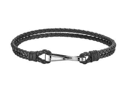 Leo Wittwer Men Lederarmband schwarz Weißgold – Armschmuck Armband aus 750 Weißgold, Leder und und .
