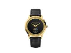 Frederique Constant Classics Moneta Moonphase Quarz Edelstahl Gelbgold-PVD 37mm schwarzes Zifferblatt schwarzes Lederband – Herrenuhren Uhr ohne Datum aus Edelstahl, Leder und PVD beschichtet. Das Gehäuse ist rund und gelbgold. Das Lederarmband Kroko / Alligator ist schwarz. Das Zifferblatt ist ein Index in schwarz.