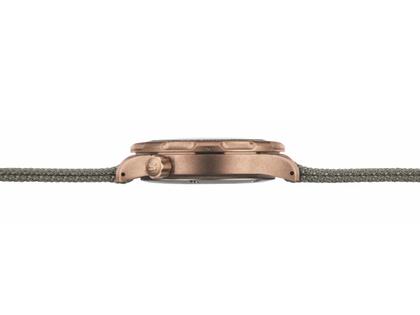 Sinn Spezialuhren T50 Goldbronze Automatik Bronze 41mm graues Zifferblatt graues Textilband Limited Edition – Herrenuhren Uhr mit Datum aus Bronze und Edelstahl. Das Gehäuse ist rund und bronze. Das Textilarmband ist grau. Das Zifferblatt ist ein Index in braun. – Ansicht 3