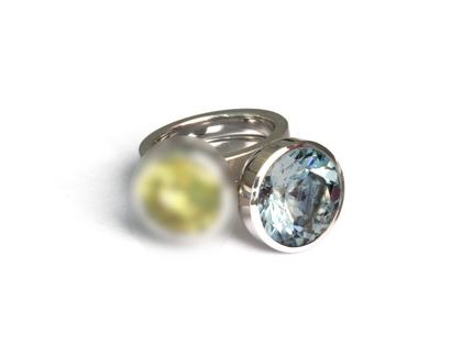 Georg Spreng Blub Ring Platin mit blauem Aquamarin – Ringe Ring mit Besatz aus 950 Platin.