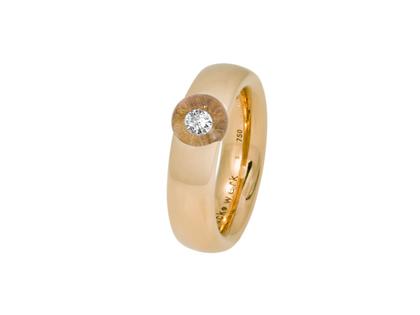 Schmuckwerk Glasklar Ring Rotgold 6,5mm Glaskugel klar mit Brillant 0,060ct – Ringe Ring mit Besatz in rotgold und aus 750 Rotgold.