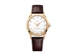 Omega Seamaster Milano Cortina 2026 Automatik Edelstahl 37mm weißes Zifferblatt braunes Lederband – Herrenuhren Uhr ohne Datum aus 750 Gelbgold und Leder. Das Gehäuse ist rund und gelbgold. Das Lederarmband ist braun. Das Zifferblatt ist ein Index in weiß.