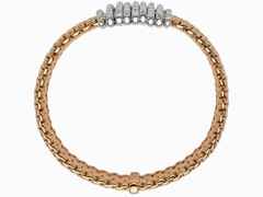 Fope Panorama Armband  mit 9 Ronden Rosegold mit Brillanten Pave – Armschmuck Armband aus 750 Rotgold. – Ansicht 2