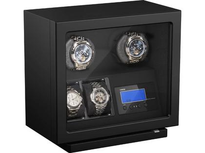 Beco Technic Uhrenbeweger BLDC Mattschwarz für 2+2 Uhren – Uhrenbeweger Uhrenbeweger für 2 Uhren in schwarz und aus Holz.