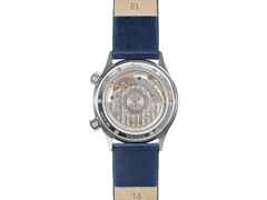 Sinn Spezialuhren 6033 B Frankfurter Finanzplatzuhr Limited Edition Automatik Edelstahl 34mm blaues Zifferblatt Metallband – Herrenuhren Uhr mit Datum aus Edelstahl. Das Gehäuse ist rund und silber. Das Edelstahlarmband ist silber. Das Zifferblatt ist arabisch Index und blau. – Ansicht 3