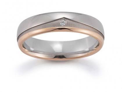 Gerstner Trauring Nr. 13 mit Brillant – Ringe Trauring mit Besatz aus 585 Weißgold/Rotgold.