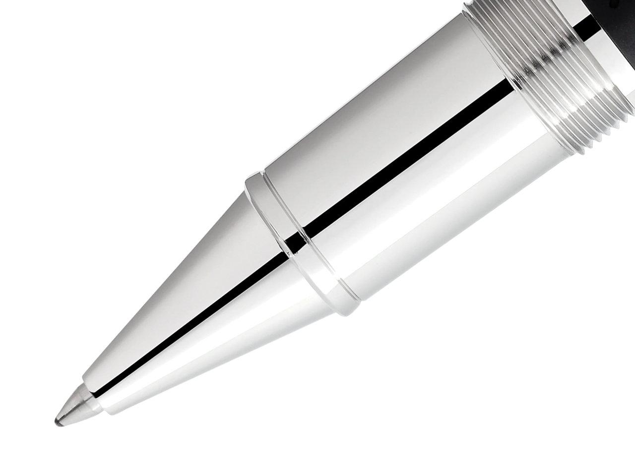 Montblanc Writers Edition                   2023: Robert Louis Stevenson Limited Edition Rollerball – Schreibgeräte Rollerball in schwarz und aus 750 Gelbgold, Edelharz, Metall, platiniert und rhodiniert. – Ansicht 4