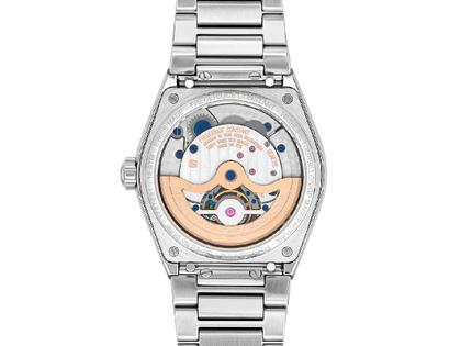 Frederique Constant Highlife Tourbillon Perpetual Calendar Manufacture Automatik Edelstahl 41mm blaues Zifferblatt Metallband – Herrenuhren Uhr mit Kalender aus Edelstahl und Leder. Das Gehäuse ist rund und silber. Das Edelstahlarmband ist silber. Das Zifferblatt ist ein Index in blau. – Ansicht 3