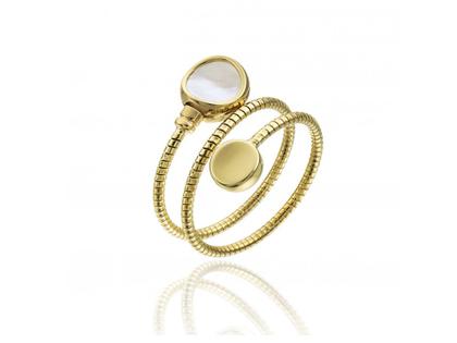 Chimento Armillas Glow Caleido Ring Gelbgold 3-reihig mit Perlmutt flexibel – Ringe Ring mit Besatz in gelbgold und aus 750 Gelbgold und 750 Weißgold.