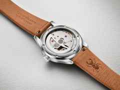 Oris Big Crown Wings of Hope Limited Edition Automatik Edelstahl 40mm weißes Zifferblatt braunes Lederband – Herrenuhren Uhr ohne Datum aus Edelstahl und Leder. Das Gehäuse ist rund und silber. Das Lederarmband ist braun. Das Zifferblatt ist arabisch und weiß. – Ansicht 3