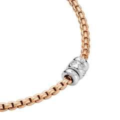 Fope Eka Tiny Collier Roségold 43cm mit 3 Weißgold-Ronden und Brillanten 0,18ct – Halsschmuck Collier aus 750 Rotgold, 750 Weißgold und und . – Ansicht 2