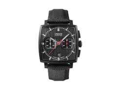 Union Glashütte Averin Chronograph Automatik Edelstahl Schwarz-DLC 41mm schwarzes Zifferblatt schwarzes Textilband – Herrenuhren Chronograph aus DLC beschichtet und Edelstahl. Das Gehäuse ist quadratisch und schwarz. Das Lederarmband ist schwarz. Das Zifferblatt ist ein Index in schwarz.