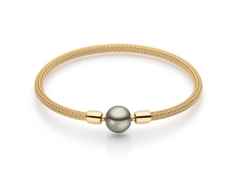 Jörg Heinz Flex-Armband Strumpfgeflecht Gelbgold 16cm mit Silikonkern für Wechselschließe – Armschmuck Armband in gelbgold und aus 750 Gelbgold und Kunststoff. – Ansicht 3