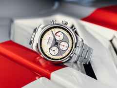 Union Glashütte Belisar Chronograph Silvretta Classic 2026 Limitierte Edition Automatik Edelstahl 44mm beiges Zifferblatt gelbes Textilband schwarzes Lederband und Metallband – Herrenuhren Chronograph aus Edelstahl und Leder. Das Gehäuse ist rund und silber. Das Textilarmband ist gelb. Das Zifferblatt ist ein Index in beige. – Ansicht 12
