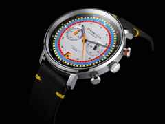Sternglas Hamburg Chrono Quarz Edelstahl 42mm mehrfarbiges Zifferblatt schwarzes Lederband – Herrenuhren Chronograph aus Edelstahl, Leder und PVD beschichtet. Das Gehäuse ist rund und silber. Das Lederarmband ist schwarz. Das Zifferblatt ist arabisch Index und mehrfarbig. – Ansicht 5