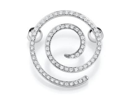 Jörg Heinz Wechselschließe Spirale Weißgold 25mm mit Brillanten 0,360ct – Anhänger Collier Schließe aus 750 Weißgold.