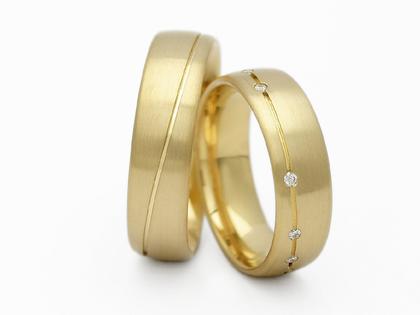 Max Kemper Trauring Paar Gelbgold 6,0mm gewölbt mit Brillanten 0,100ct – Ringe Trauring mit Besatz aus 585 Gelbgold.