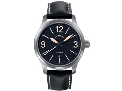 Mühle Glashütte Terranaut II Trail Herrenuhr mit Datum Lederband – Herrenuhren Uhr mit Datum aus Edelstahl. Das Armband ist ein Lederarmband. Der Zifferblatt ist arabisch.