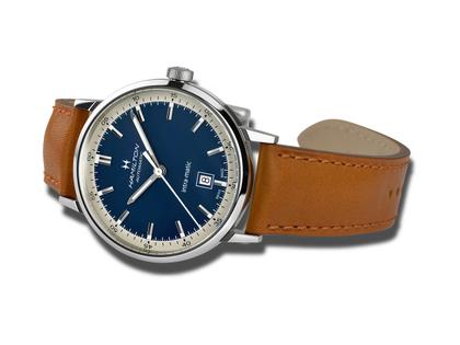 Hamilton Intra-Matic Herrenuhr mit Datum 40 mm blaues Zifferblatt  