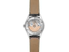 Frederique Constant Classics Elegance Luna Automatik Edelstahl 36mm weißes Zifferblatt blaues Lederband – Damenuhren Uhr ohne Datum aus Edelstahl und Leder. Das Gehäuse ist rund und silber. Das Lederarmband ist blau. Das Zifferblatt ist arabisch und weiß. – Ansicht 3
