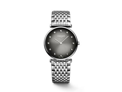 Longines La Grande Classique De Longines 29mm Zifferblatt grau – Damenuhren Uhr ohne Datum aus Edelstahl. Das Gehäuse ist rund und silber. Das Edelstahlarmband ist silber. Das Zifferblatt ist ein Index in grau.