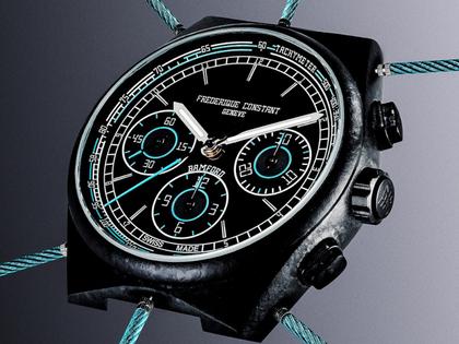 Frederique Constant X Bamford Watch Department Highlife Chronograph Automatik Titan 41mm schwarzes Zifferblatt schwarzes Kautschukband limitiert – Herrenuhren Chronograph aus Edelstahl, Kautschuk, PVD beschichtet und Titan. Das Gehäuse ist rund und schwarz. Das Kautschuk / Kunststoff / Silikon Armband ist schwarz. Das Zifferblatt ist ein Index in schwarz. – Ansicht 4