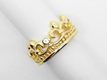Drachenfels Design Lilienkönigin Kronenring gelbgoldplattiert Saphir weiß – Ringe Ring aus 925 Silber.