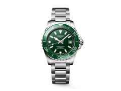 Longines HydroConquest Automatik Edelstahl 39mm grünes Zifferblatt Metallband – Herrenuhren Uhr mit Datum aus Edelstahl. Das Gehäuse ist rund und silber. Das Edelstahlarmband ist silber. Das Zifferblatt ist ein Index in grün.