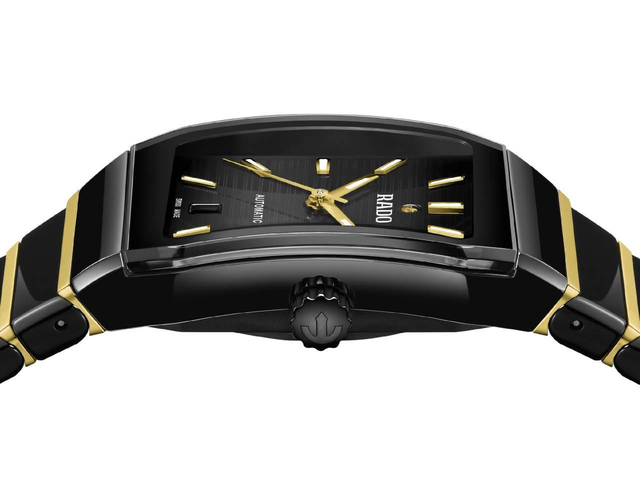Rado Anatom Automatik Keramik 32,5mm schwarzes Zifferblatt schwarzes Keramikband – Damenuhren Uhr mit Datum aus Edelstahl, Keramik und PVD beschichtet. Das Gehäuse ist rechteckig und schwarz. Das Keramikarmband ist schwarz. Das Zifferblatt ist ein Index in schwarz. – Ansicht 3