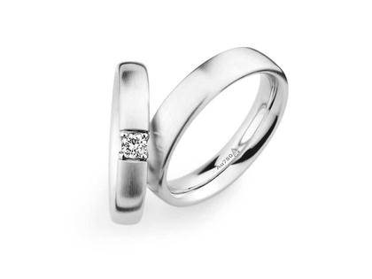 Christian Bauer Trauring Paar Nr.  82 Weißgold – Ringe Trauring mit Besatz aus 585 Weißgold.