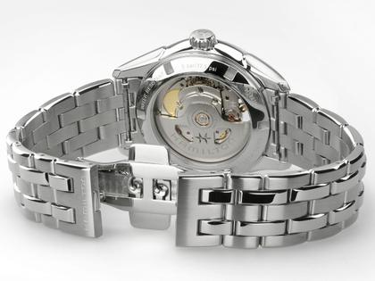 Hamilton Jazzmaster Open Heart Automatik Edelstahl 36mm hellblaues Zifferblatt Metallband – Damenuhren Uhr ohne Datum aus Edelstahl. Das Gehäuse ist rund und silber. Das Edelstahlarmband ist silber. Das Zifferblatt ist ein Index in blau. – Ansicht 2